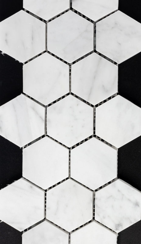 2" Hexagon Cascade Carrara Polished